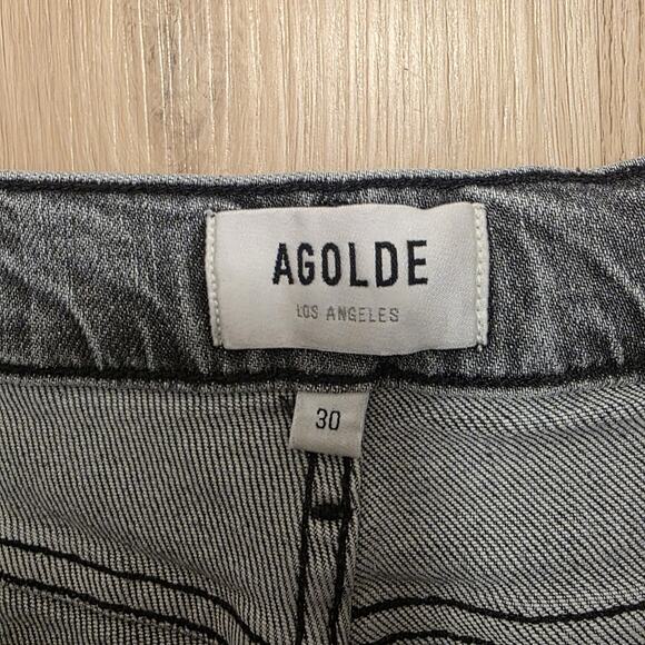 AGOLDE Gray High Rise Slim Fit Raw Hem Crop Stretch Casual Nico Jeans Size 30 - Picture 6 of 9